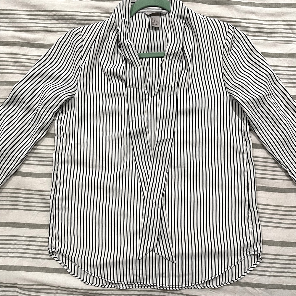 Striped High-Neck Blouse